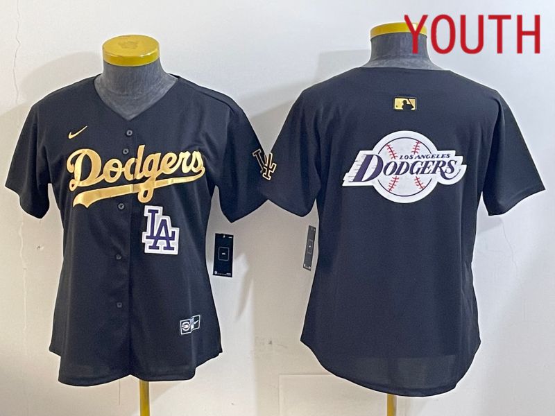 Youth Los Angeles Dodgers Blank Black Gold Game 2024 Nike MLB Jersey style 1209